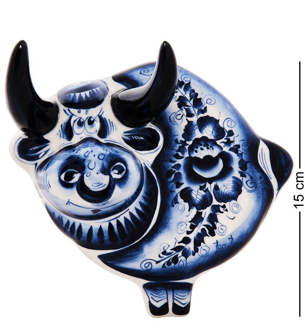 ГЛ- 676 Панно «Бык» (Гжельский фарфор)