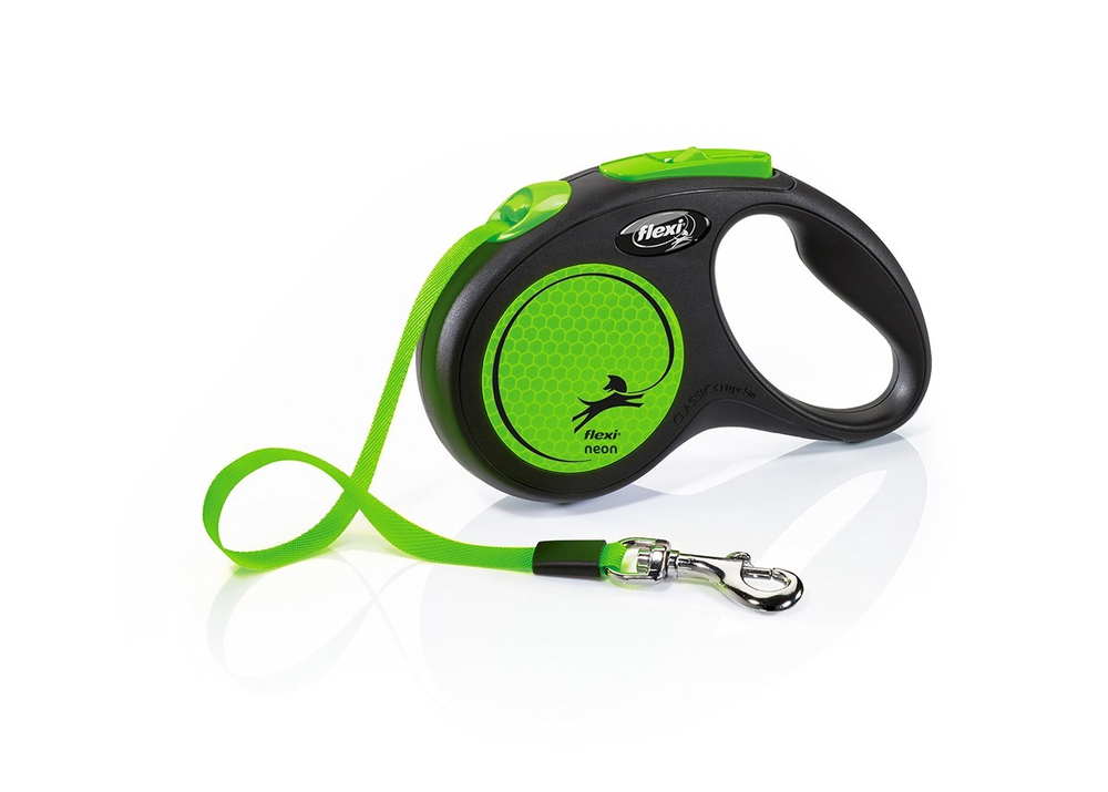 FLEXI NEW NEON Поводок-рулетка S (до 15 кг), 5 м, лента