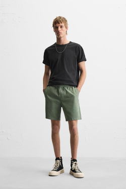 ZARA ШОРТЫ RELAXED FIT, ЗЕЛЕНЫЙ