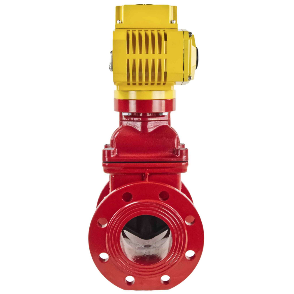 Wedge gate valve 30c939r red Elephant-GGG50-EPDM-F4-RED PSI232 class 150 T=230-248°F flange connection, with rubber lined wedge EPDM, electric actuator Elephant MT-380, 380V