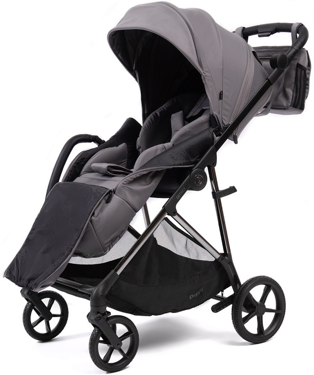 Прогулочная коляска Peppy Amici с автокреслом Verona Black Grey рама Black Chrome