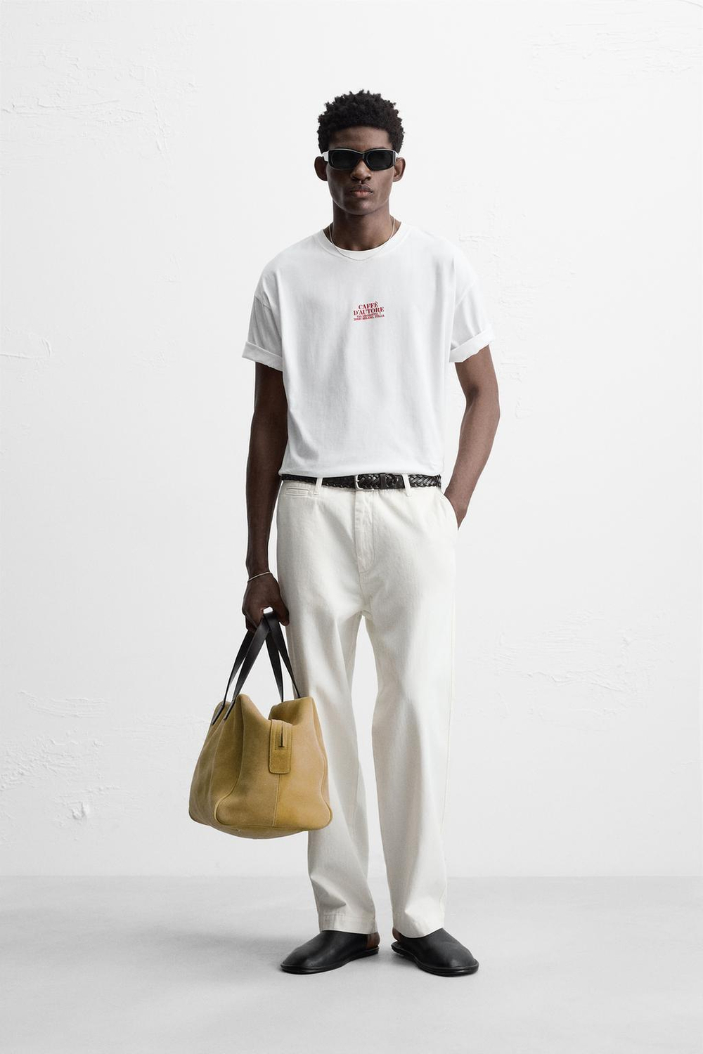 ZARA ФУТБОЛКА С ФОТОПРИНТОМ, БЕЛЫЙ