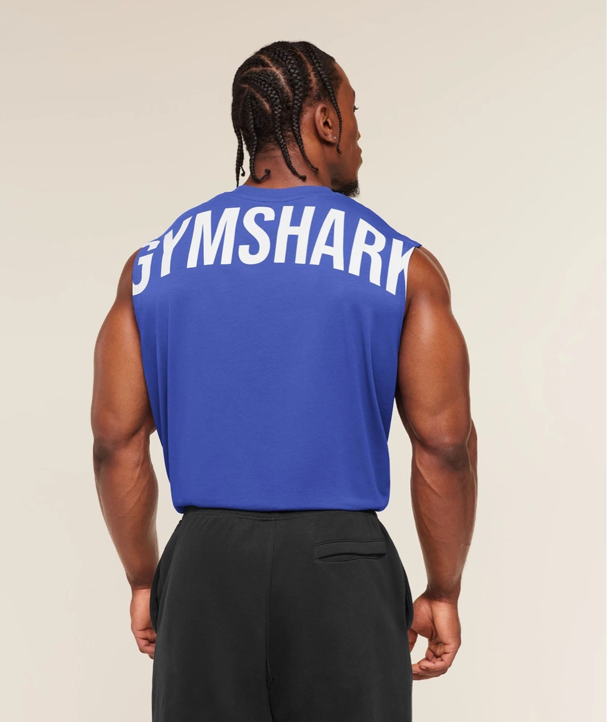 Майка GYMSHARK Power Cut Off Tank Blue