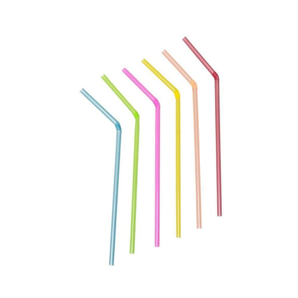 Трубочки 0,5*21 см со сгибом 1000 шт неон пластик P.L.