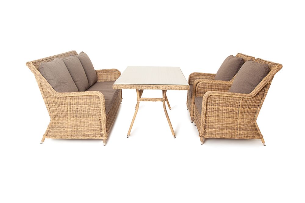 "Гляссе" обеденная группа из искусственного ротанга, цвет соломенный