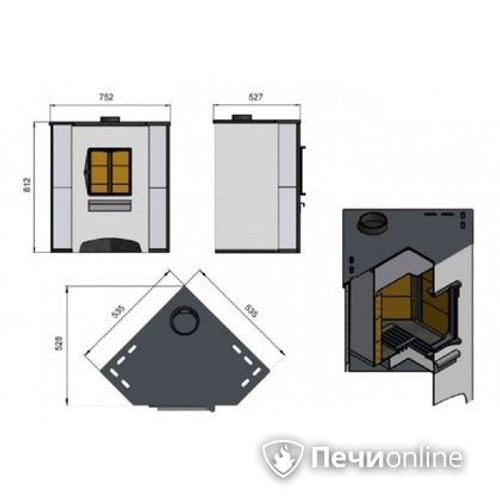 Печь-камин Этна (ДТ-4С) угловой