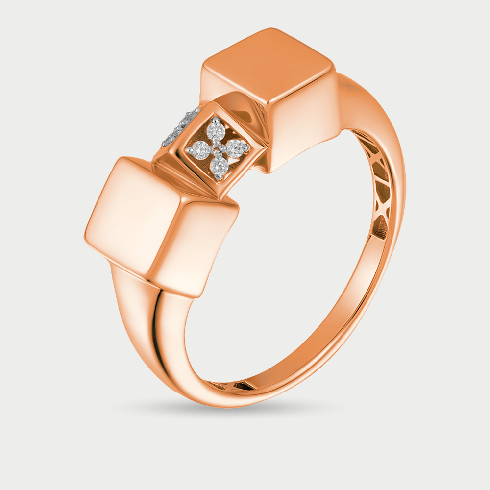 Женское кольцо из розового золота 585 пробы с фианитами (арт. 901541-1102)