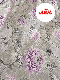 Наволочка комплект 2шт Сказка "Хризантемы на льне" 70х70 см, лён