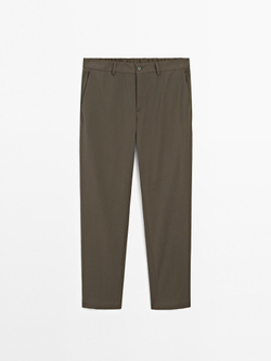 Massimo Dutti Брюки Total Look из смесовой шерсти, темный хаки