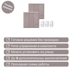 Проходной беспроводной выключатель GRITT Practic 3кл. розовое золото комплект: 2 выкл. IP67, 3 реле 1000Вт, A182303RG