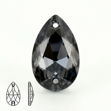 Пришивные стеклянные стразы (Black Diamond / Чёрный алмаз, форма “капля” / Teardrop)