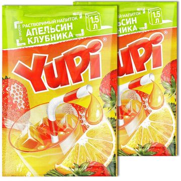 Растворимый напиток Yupi со вкусом апельсина и клубники, 12 г (Чили)