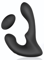Черный силиконовый вибромассажер простаты с пультом ДУ (Цвет: черный)