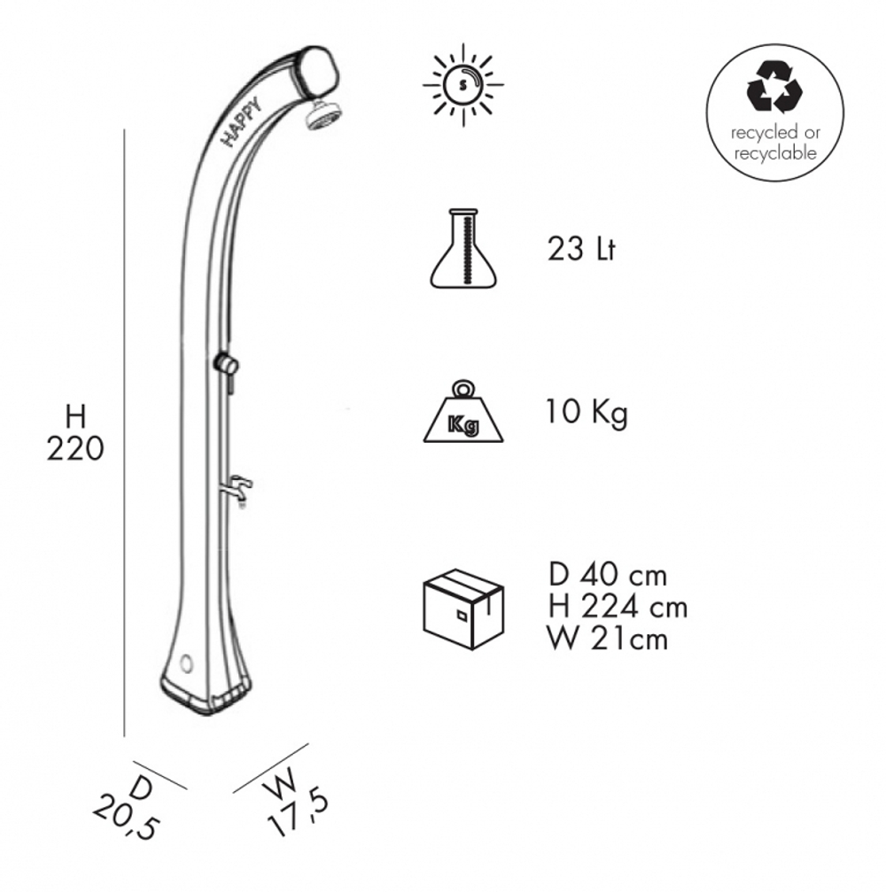 Душ солнечный Arkema Happy H 120, синий