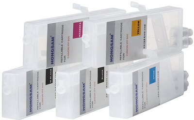 Перезаправляемые картриджи для Canon TM-200, TM-300, TM-350 (PFI-120, PFI-320), комплект 5 штук. Без чипов