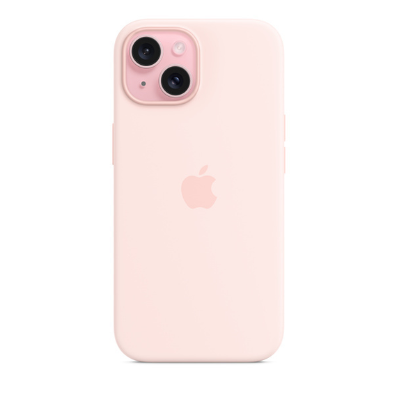 Чехол Apple iPhone 15 Silicone Case with MagSafe Light pink (MT0U3)