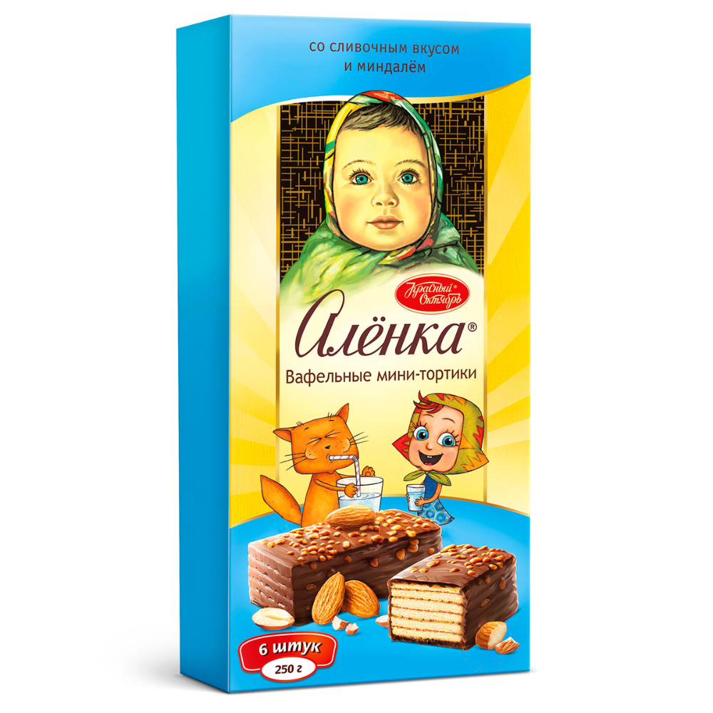 Вафельный торт Аленка со сливочным вкусом и миндалем 250 гр