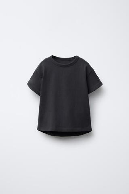 ZARA ОДНОТОННАЯ ФУТБОЛКА, ТЕМНЫЙ АНТРАЦИТ