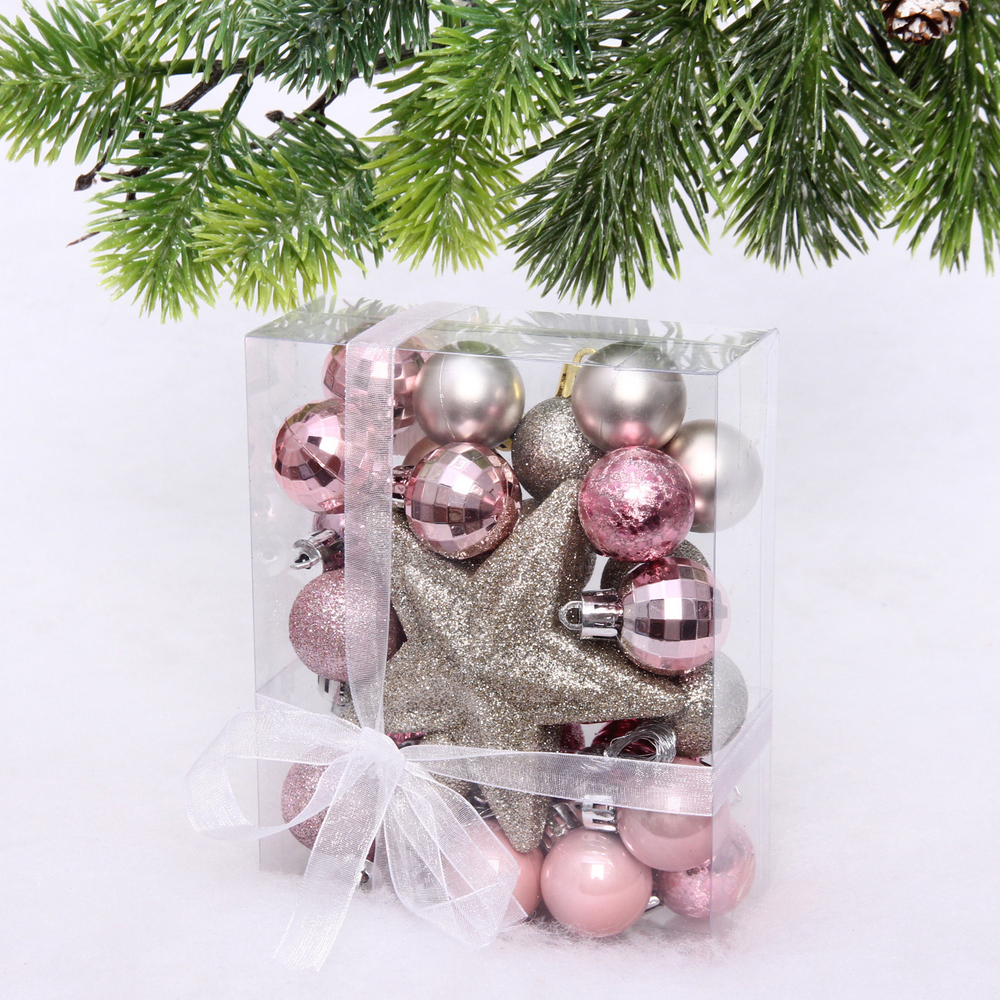 Набор ёлочных украшений «Brilliant pirouette» 30 предметов, Розовое золото/Шампань