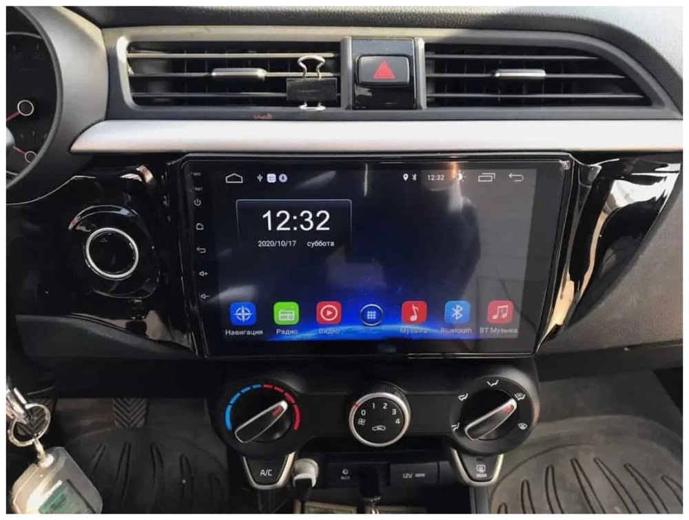 Магнитола для KIA Rio 4, Rio X-Line 2017-2020 (рамка с кнопкой) - FarCar BM1160M монитор 9.5" QLED на Android 14, TS10, 4+32Гб, CarPlay, 4G SIM-слот