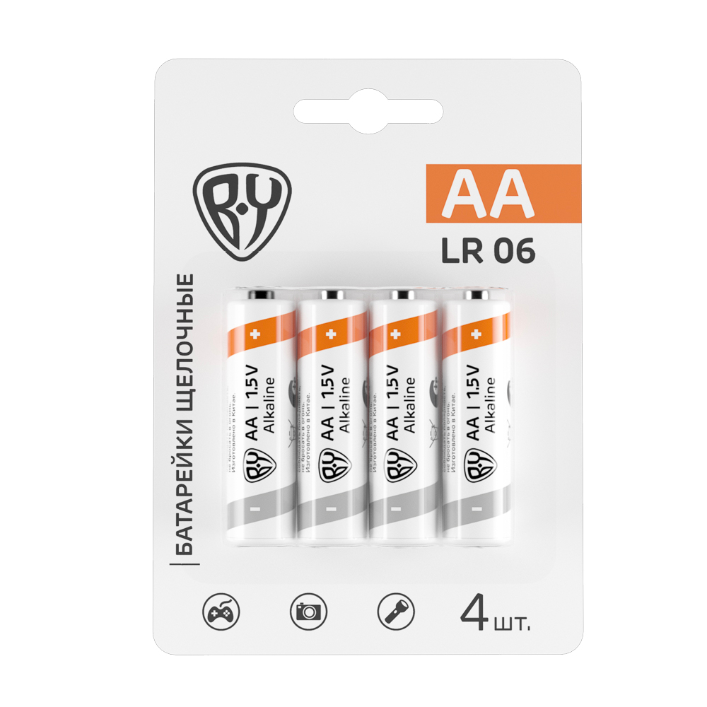 Батарейки AA BY Promo (LR06) 4шт в блистере, щелочные 1.5V