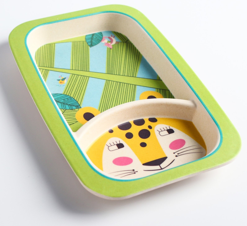 Тарелка детская из бамбука, цвет и рисунок МИКС 4591215