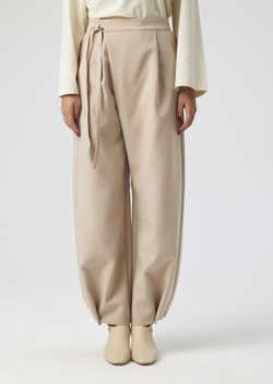 BUTTON-FRONT TROUSERS | XS | BEIGE