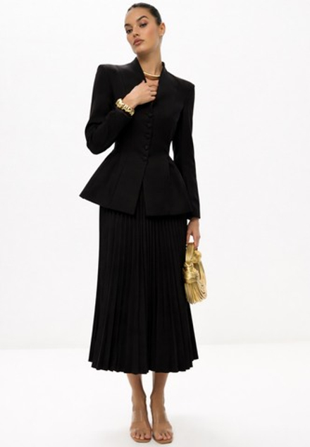 Жакет с воротником - полустойкой удлиненный