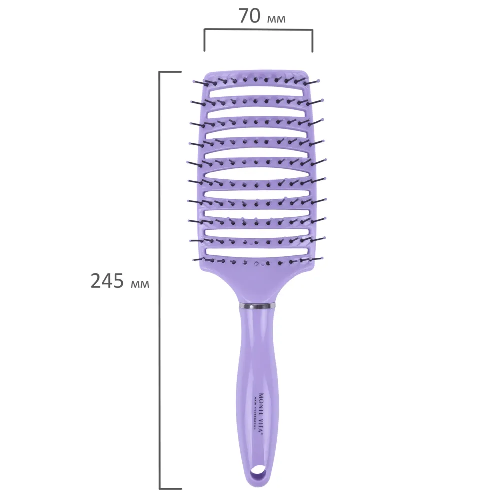 Расческа для волос скелетная, 24,5х7 см, продувная, фиолетовая/черная, MONTE VITA (МОНТЕ ВИТА), 457421