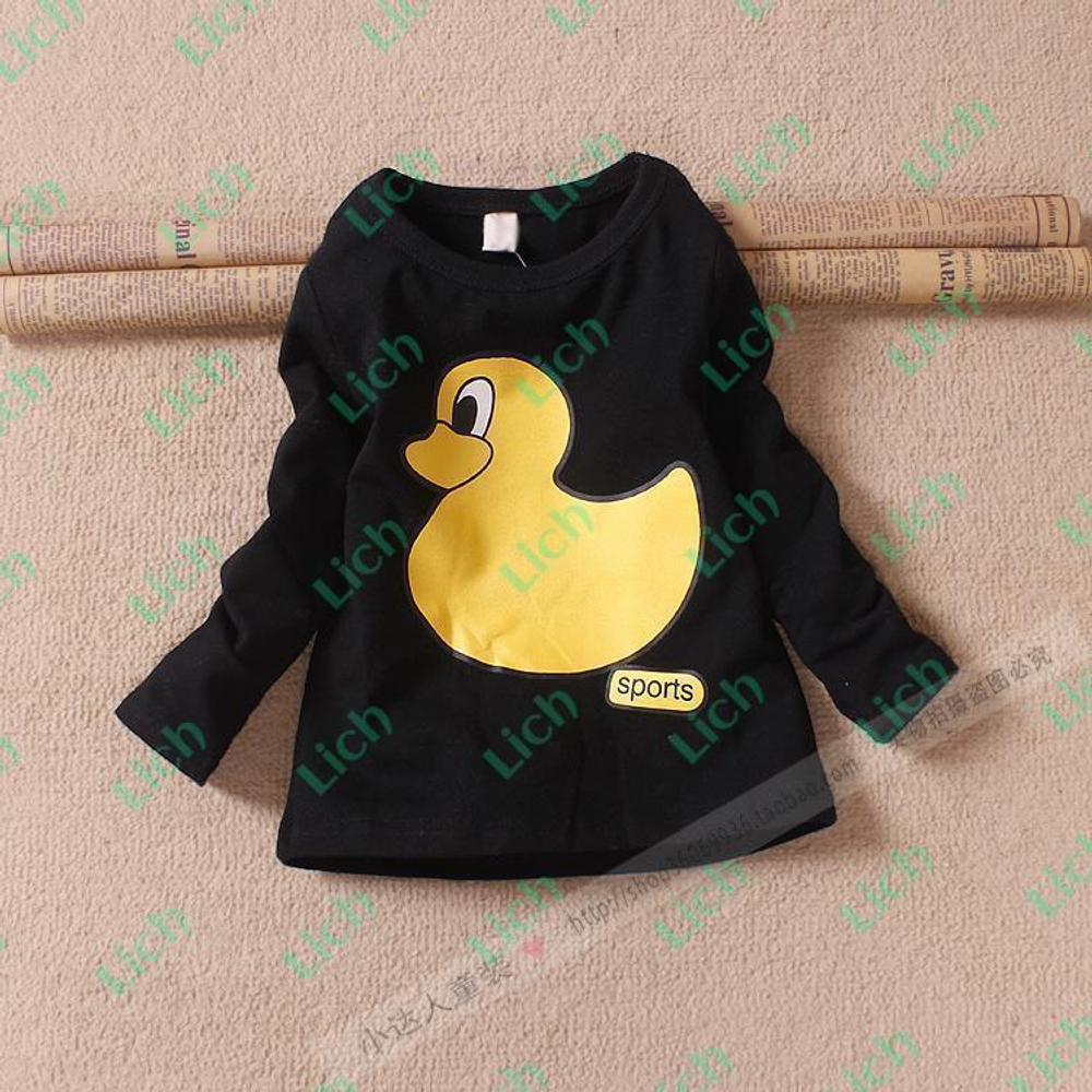 Лонгслив однотонный с принтом утки