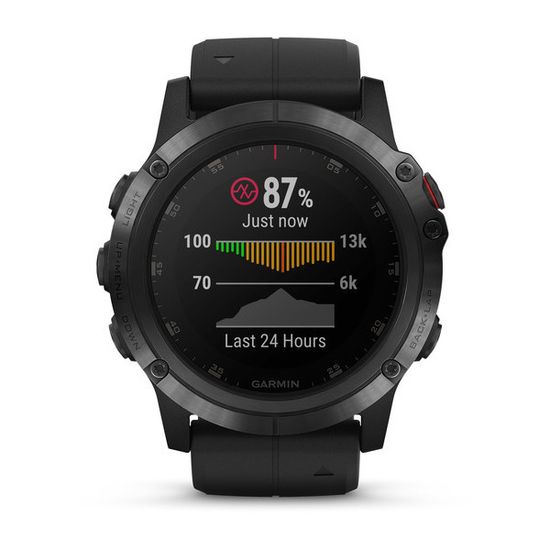 Мужские мультиспортивные часы Garmin Fenix 5X Plus Sapphire - черные с черным ремешком 010-01989-01