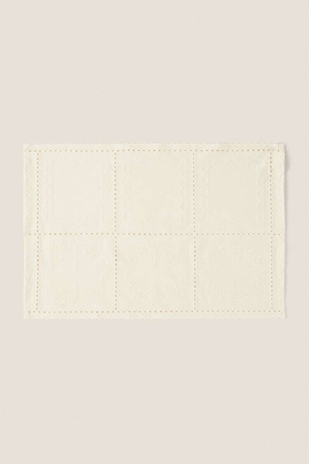 ZARA HOME САЛФЕТКА С ВЫШИВКОЙ В КЛЕТКУ (КОМПЛЕКТ ИЗ 2 ПРЕДМЕТОВ), ЭКРЮ