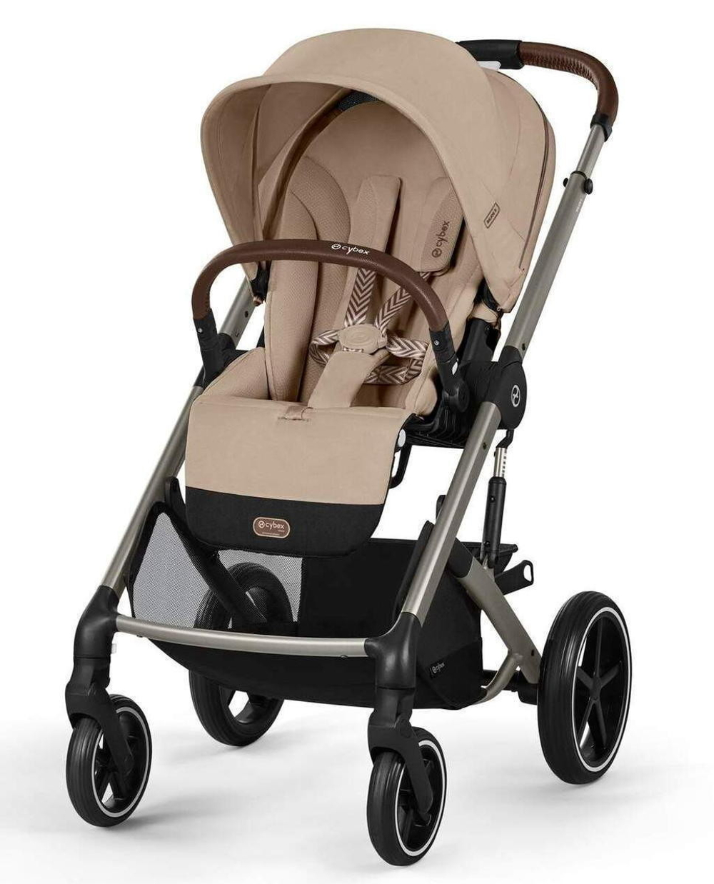 Коляска Cybex Balios S Lux TPE complete Cloud G Moon Black Plus 3 в 1 Almond Beige с дождевиками