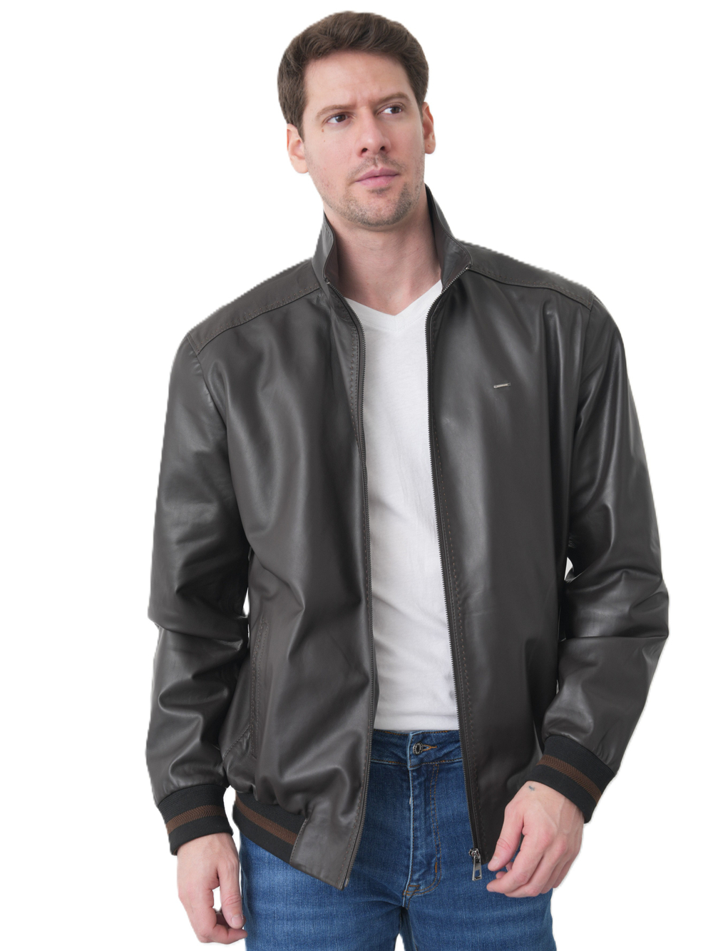 KHIMEONE Мужская кожаная демисезонная куртка (натуральная кожа наппа)