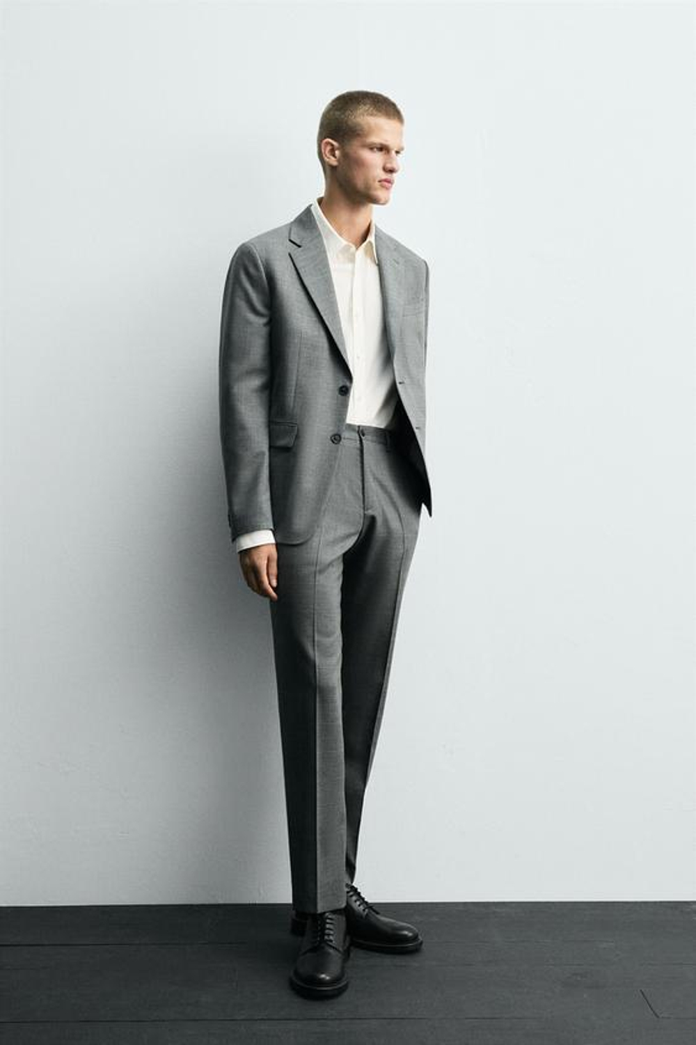 ZARA КЛЕТЧАТЫЕ КОСТЮМНЫЕ БРЮКИ, СЕРЫЙ МЕЛАНЖ