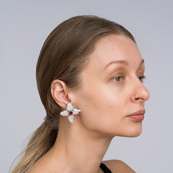 Серьги-кресты с рубинами