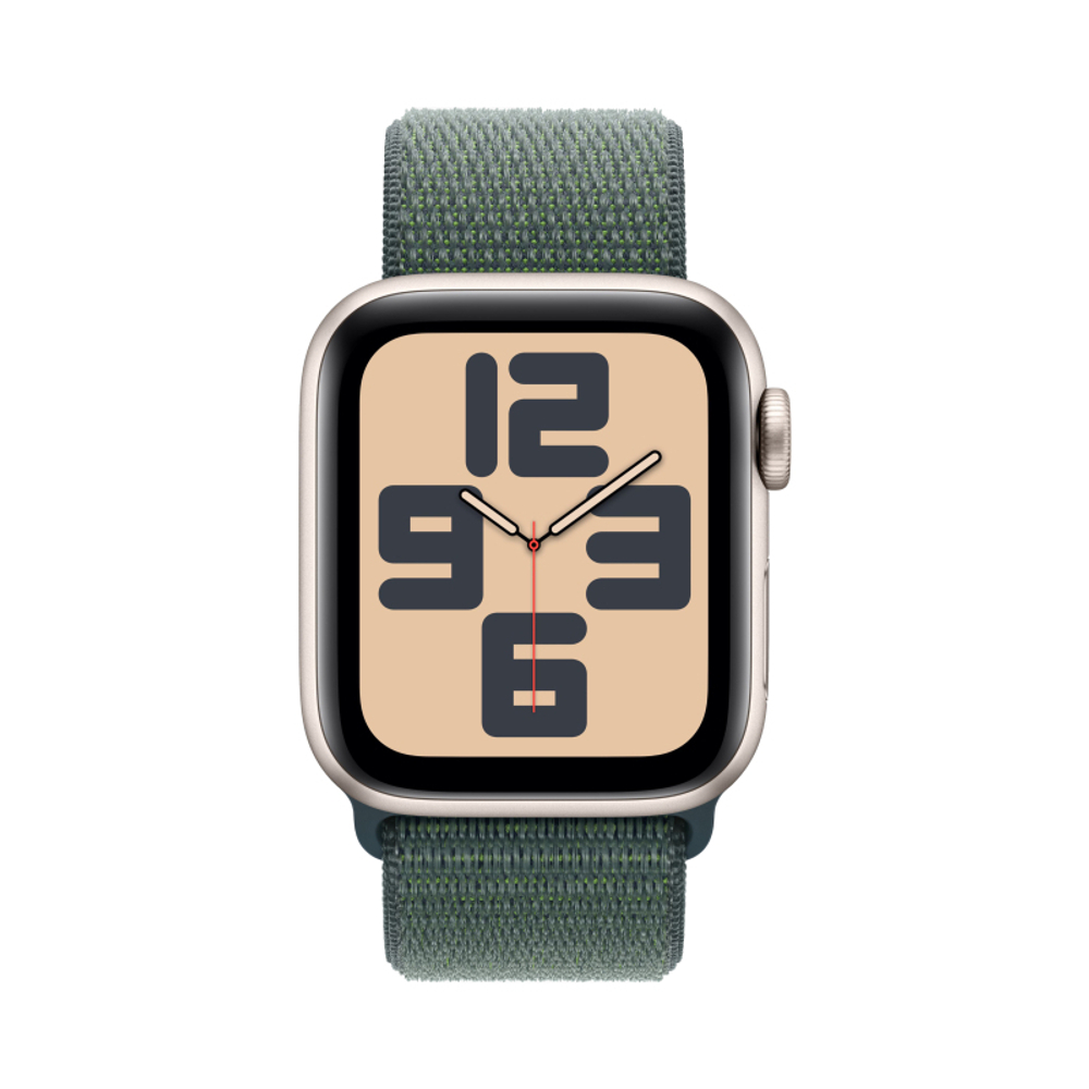Apple Watch SE, 44 мм, алюминий цвета «Сияющая звезда», браслет Sport Loop цвета «Горное озеро» (2024)