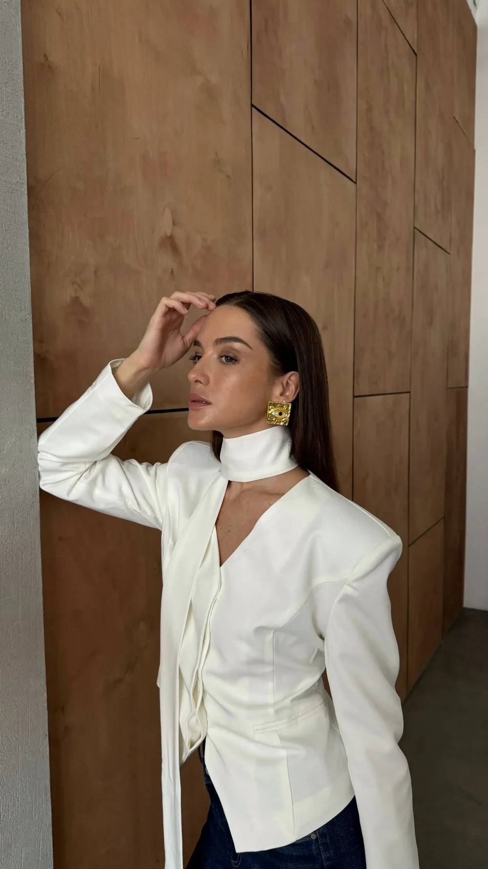 Блейзер с шарфом Tata, Молочный