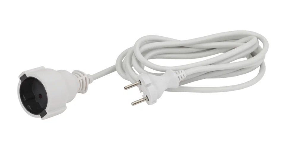 Удлинитель 1-розетка 5-метров 6А 2*0.75 ПВС