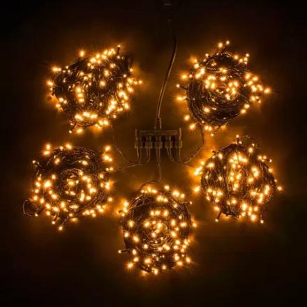 Комплект гирлянды на деревья 100 м., 5 лучей по 20 м, 24V, 1000 желтых LED ламп, черный ПВХ, LTC (KDD1000-11-1Y)