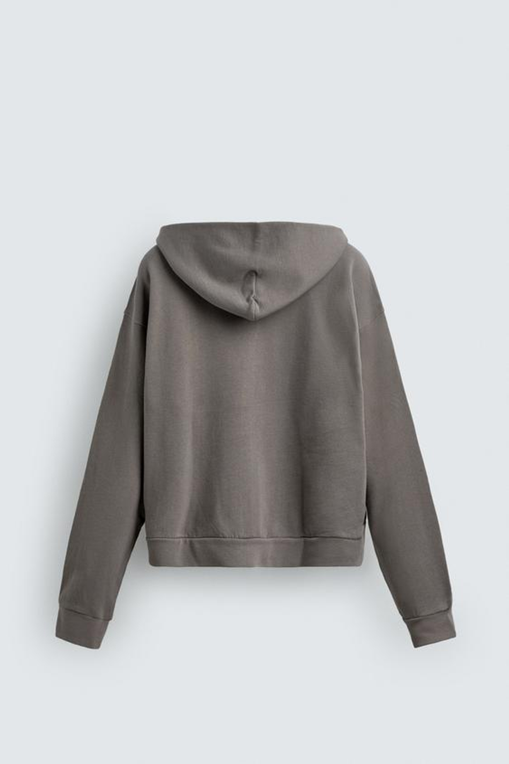 ZARA ТОЛСТОВКА С ЭФФЕКТОМ ПОТЕРТОСТИ НА МОЛНИИ С КАПЮШОНОМ, СВЕТЛО-СЕРЫЙ