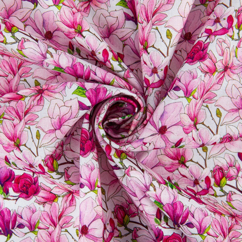Ткань для пэчворка PEPPYПРЕКРАСНЫЕ МАГНОЛИИ, 50 x 55 см 140 г/кв.м, 100% хлопок, белый