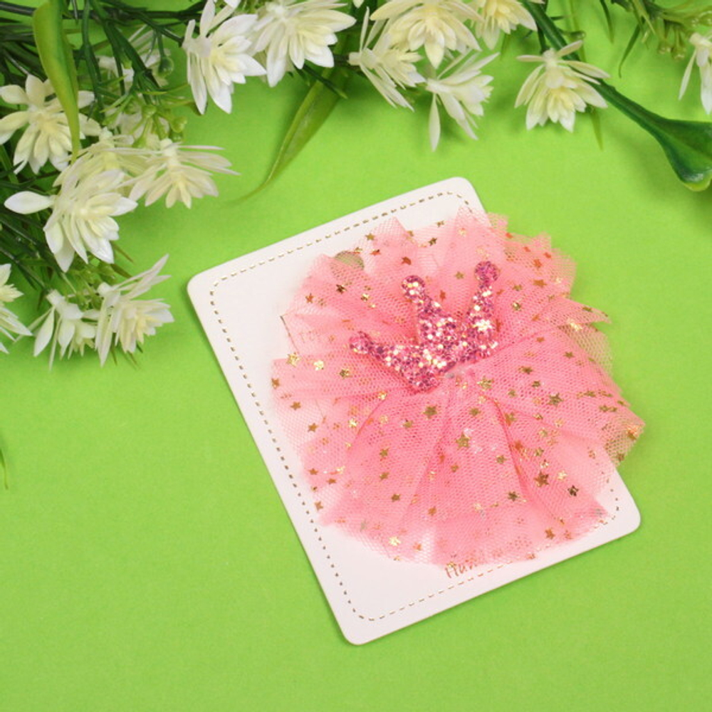 Зажим для волос детский «Корона перламутр”, микс 6 цветов, 9см