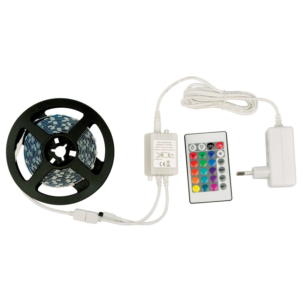ULS-Q211 5050-30LED/m-IP20-3M-RGB RRP24C24 Комплект светодиодной ленты 3м. IP20. RGB. Адаптер 24Вт. Контроллер с пультом. TM Volpe.