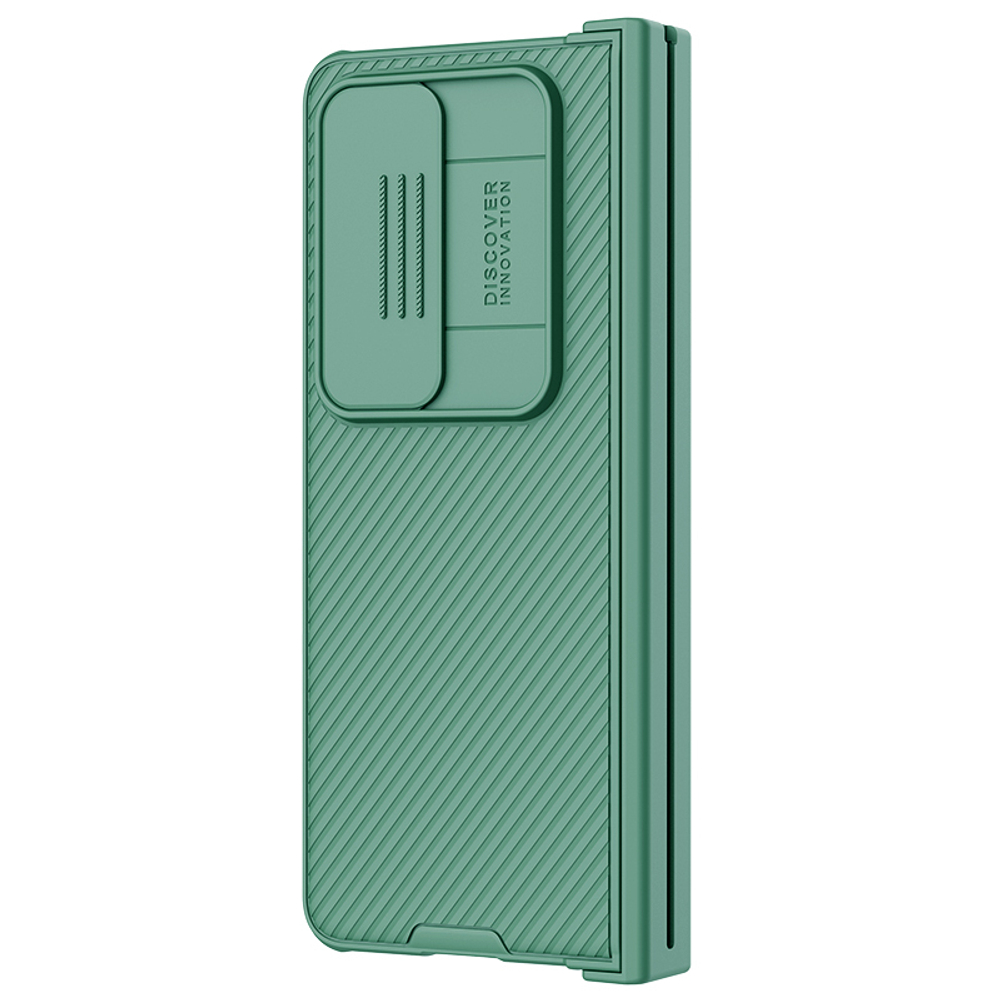 Чехол зеленого цвета двухкомпонентный на Samsung Galaxy Z Fold 4 5G от Nillkin, серия CamShield Pro Case, с сдвижной крышкой для камеры