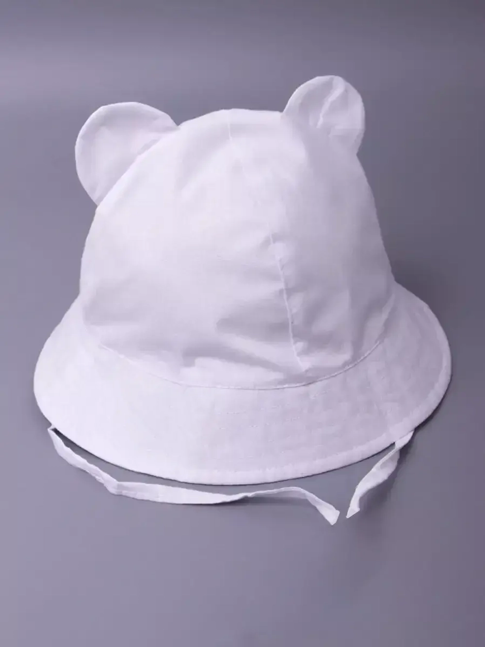 Детская белая панама на завязках пляжная