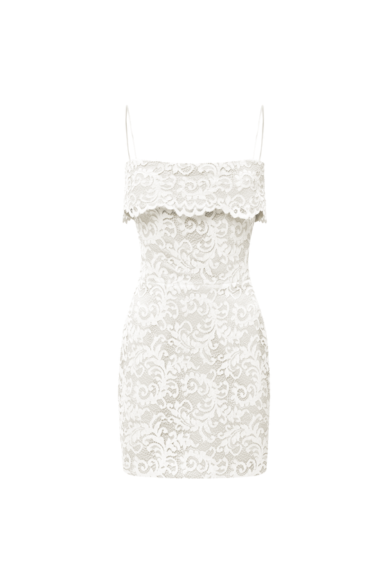 Платье мини из кружева с кокеткой