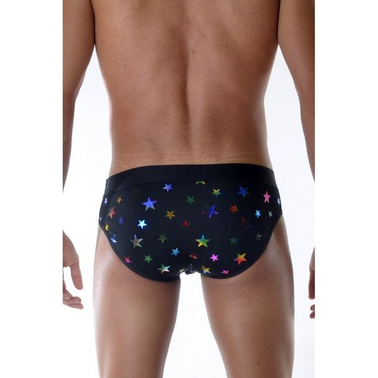 Мужские трусы слипы черные с разноцветными блестками Don Moris DM111823