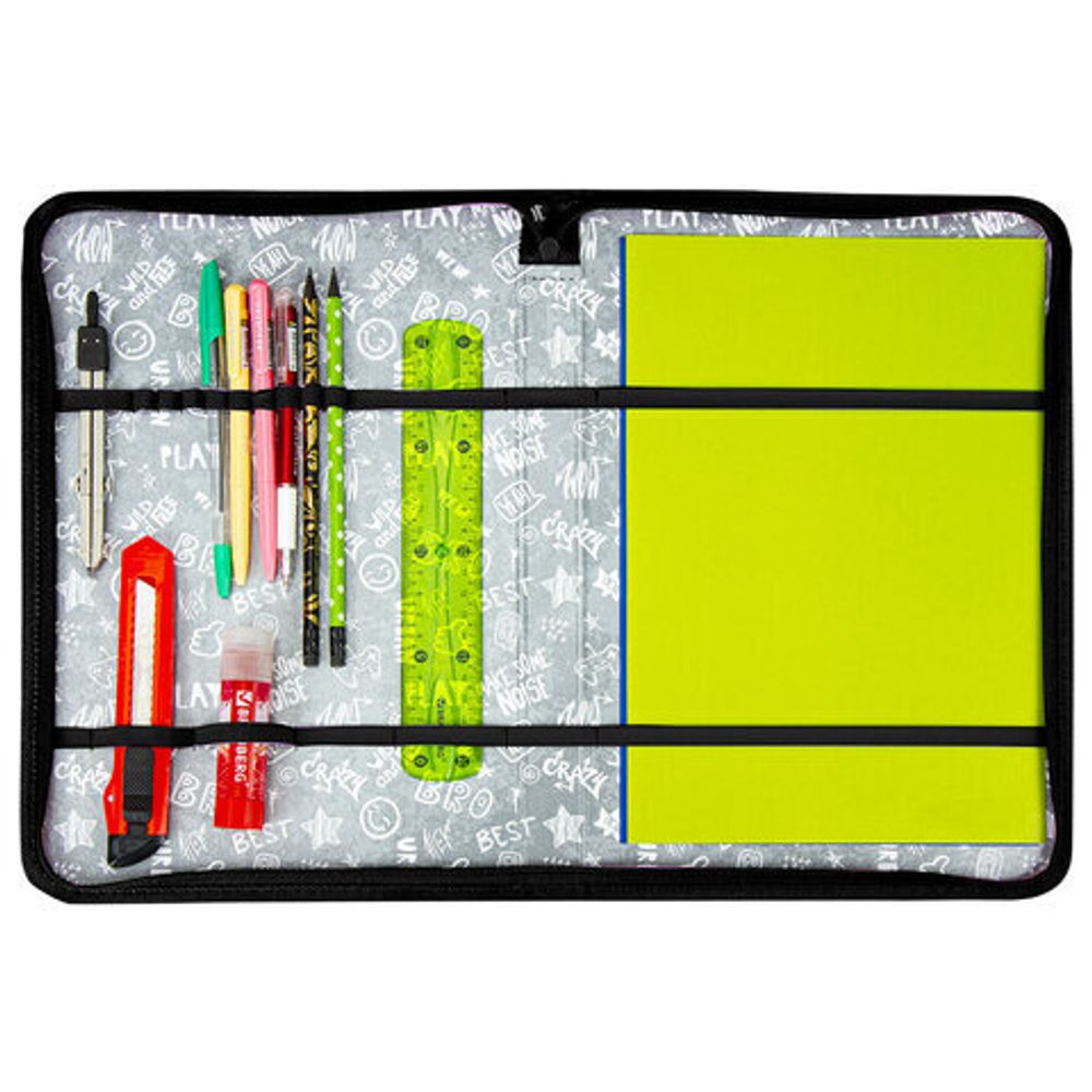 Папка для труда на молнии BRAUBERG А4 с ручкой, 1 отделение, органайзер, "Graffiti", 270994