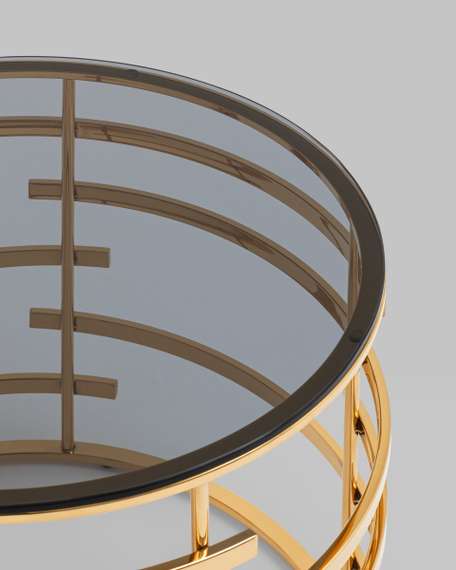 Журнальный столик Инфлюэнс 60*60 стекло smoke сталь золото